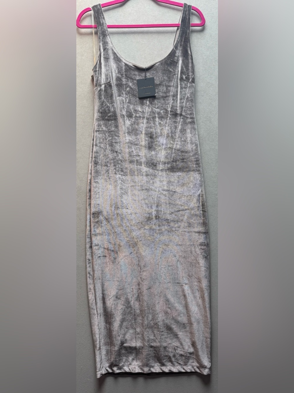 JLUXLABEL Women's Silver Velvet Midi Dress NWT